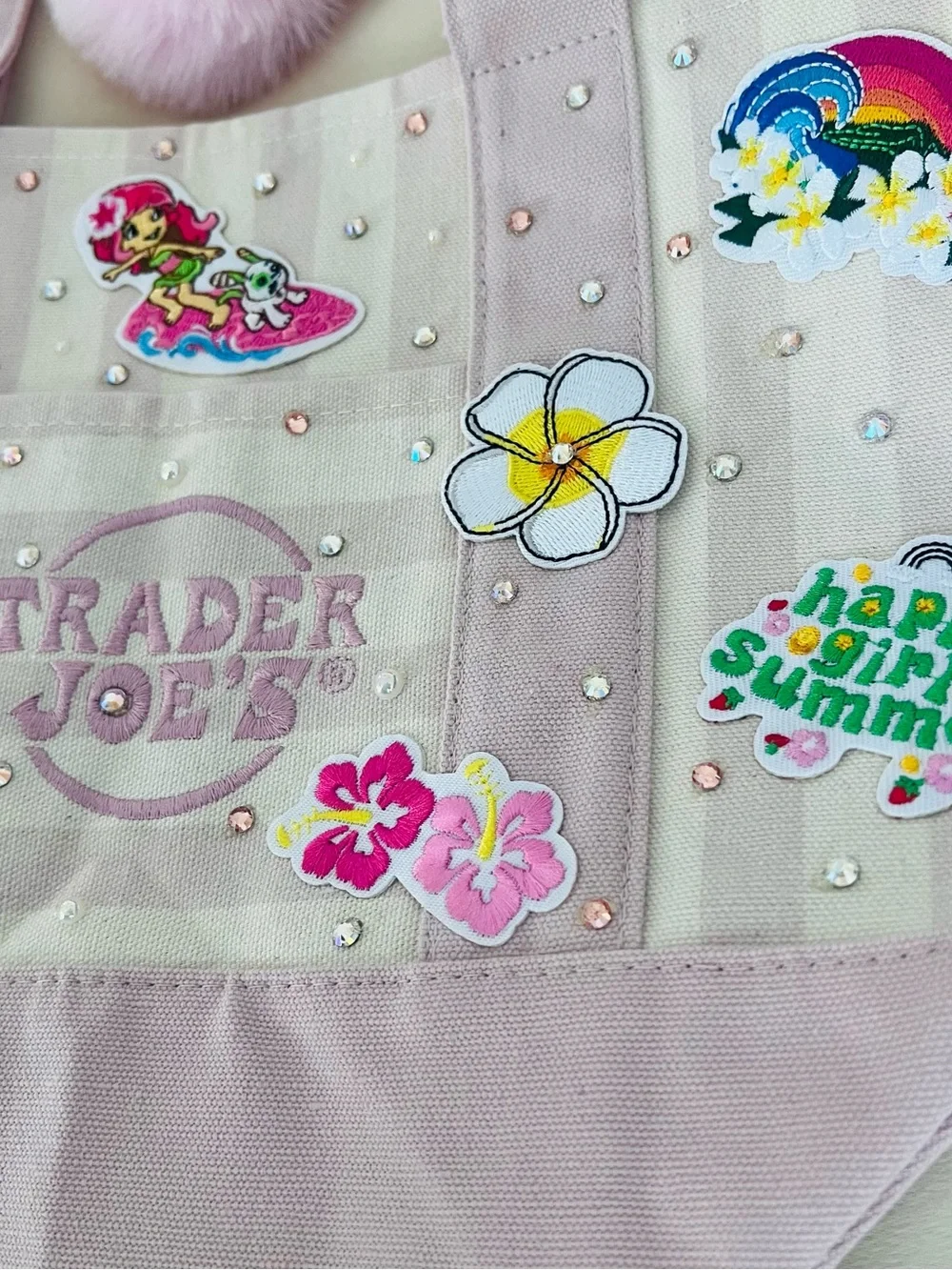 Hello Kitty Aloha Paradise Tote Bag Trader Joe’s Striped Mini Canvas Kawaii